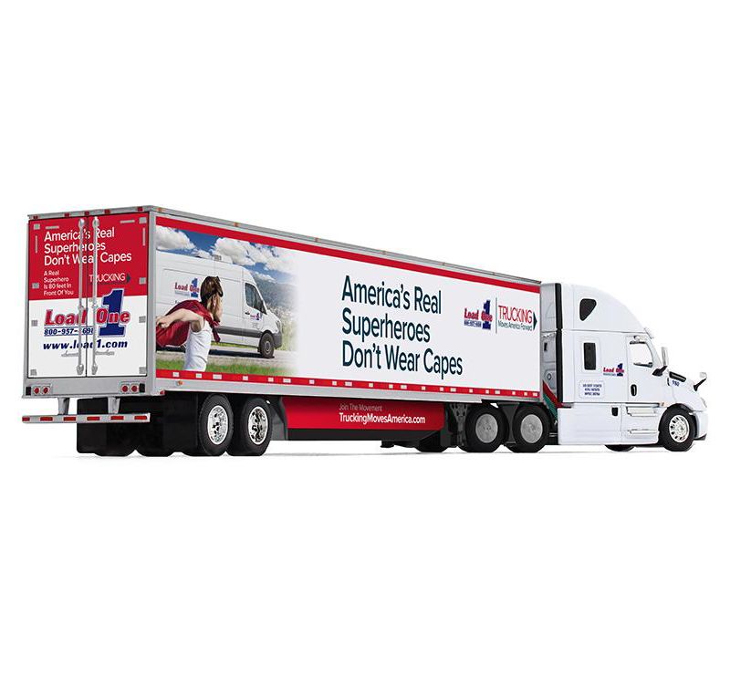 2018 Freightliner Cascadia w/ 53' Utility Trailer with Side Skirts "Load One, LLC." 1/64 Diecast Model by DCP/First Gear