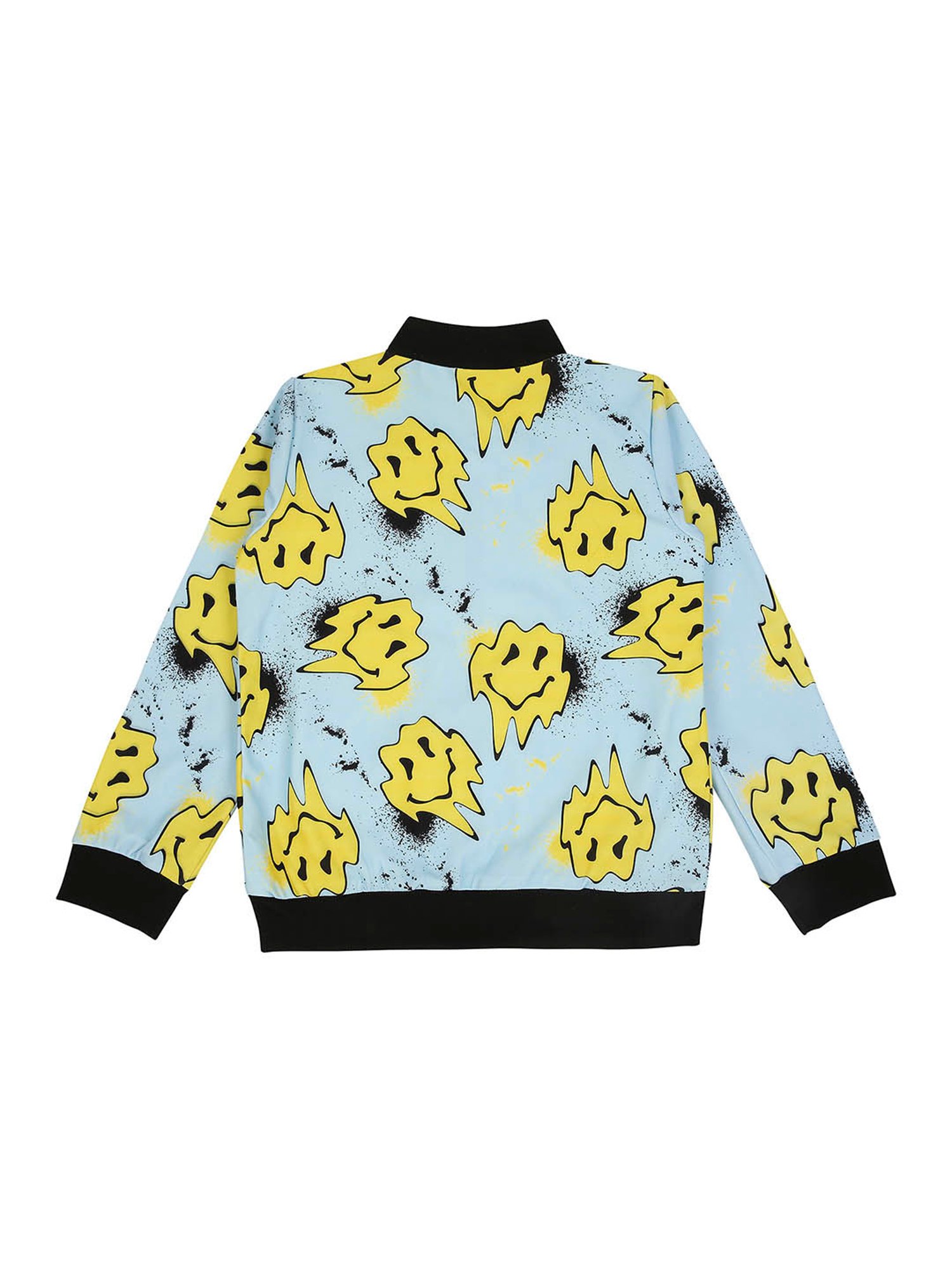 High Star Kids Blue Printed Full Sleeves Bomber Jacket