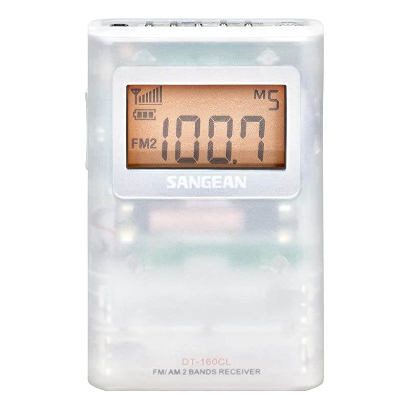 DT160CLP FMStereoAM Pocket Radio with Protective Pouch amp Belt Clip Clear