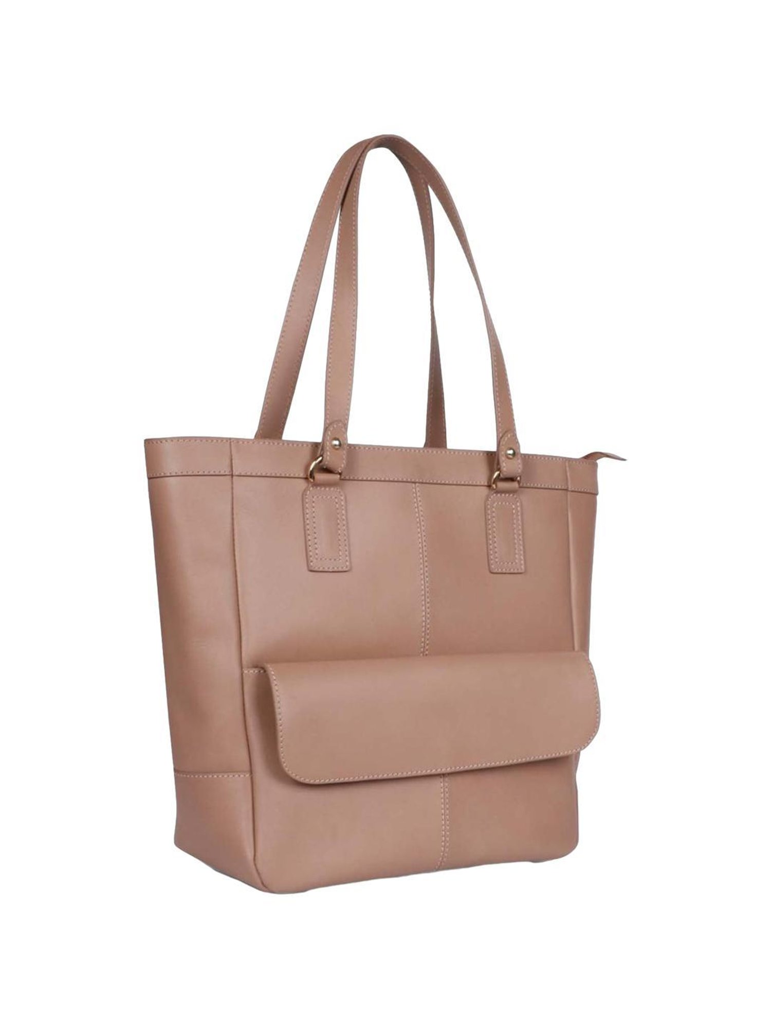 Favore Peach Solid Medium Tote Handbag