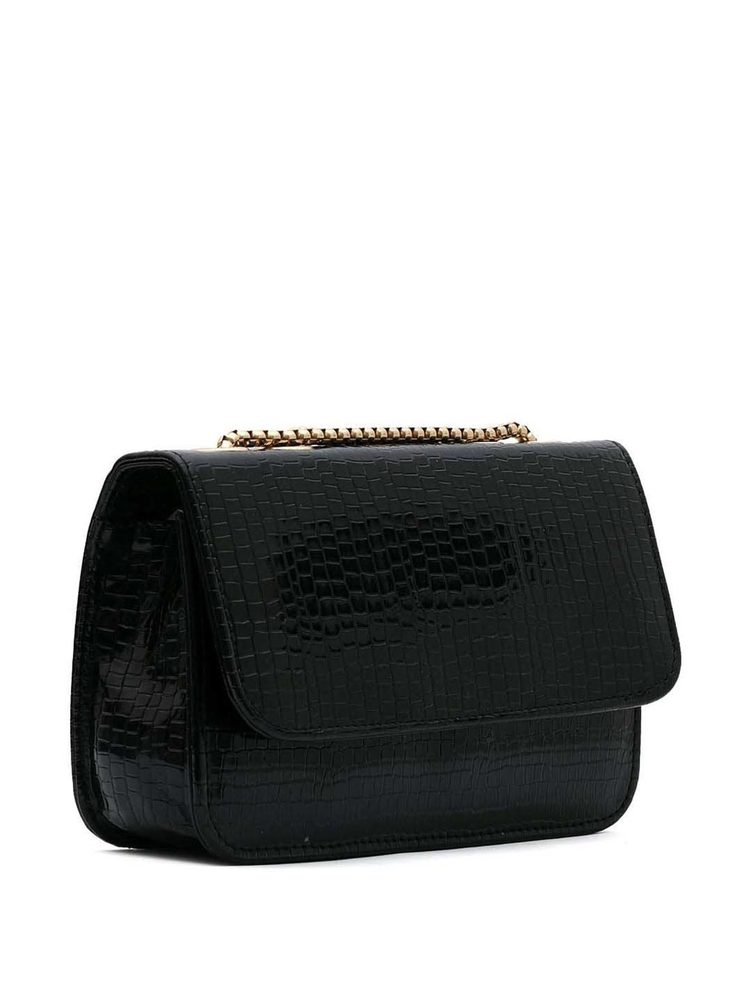 Gaurapakhi Black Textured Small Sling Handbag