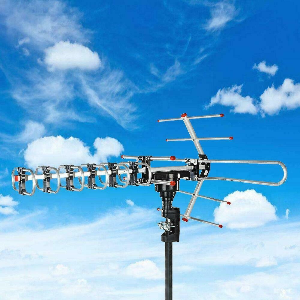 180Miles Outdoor Amplified HDTV 1080P Antenna Long Range 38dB UHF/VHF/FM Rotator