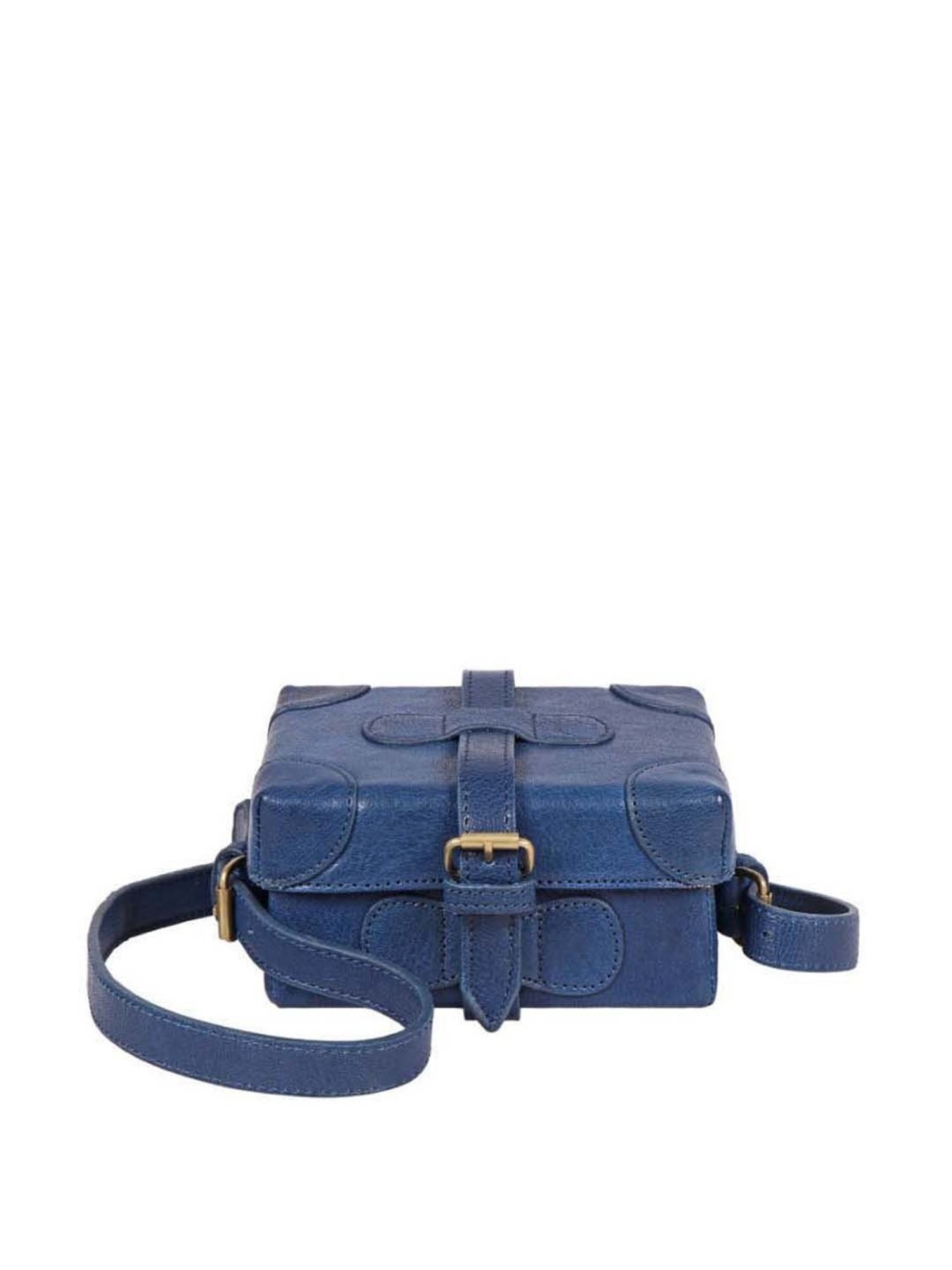 Hidesign Blue Textured Medium Sling Handbag