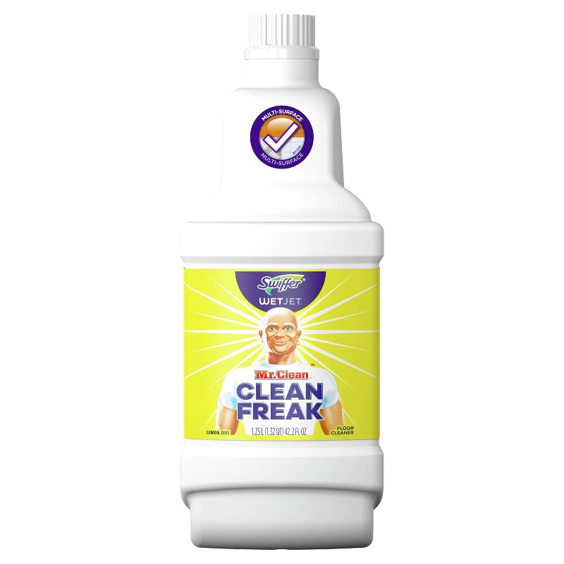 Swiffer WetJet Multi-Purpose and Hardwood Liquid Floor Cleaner Solution Refill with The Power of Mr. Clean - Lemon - 42.2 fl oz