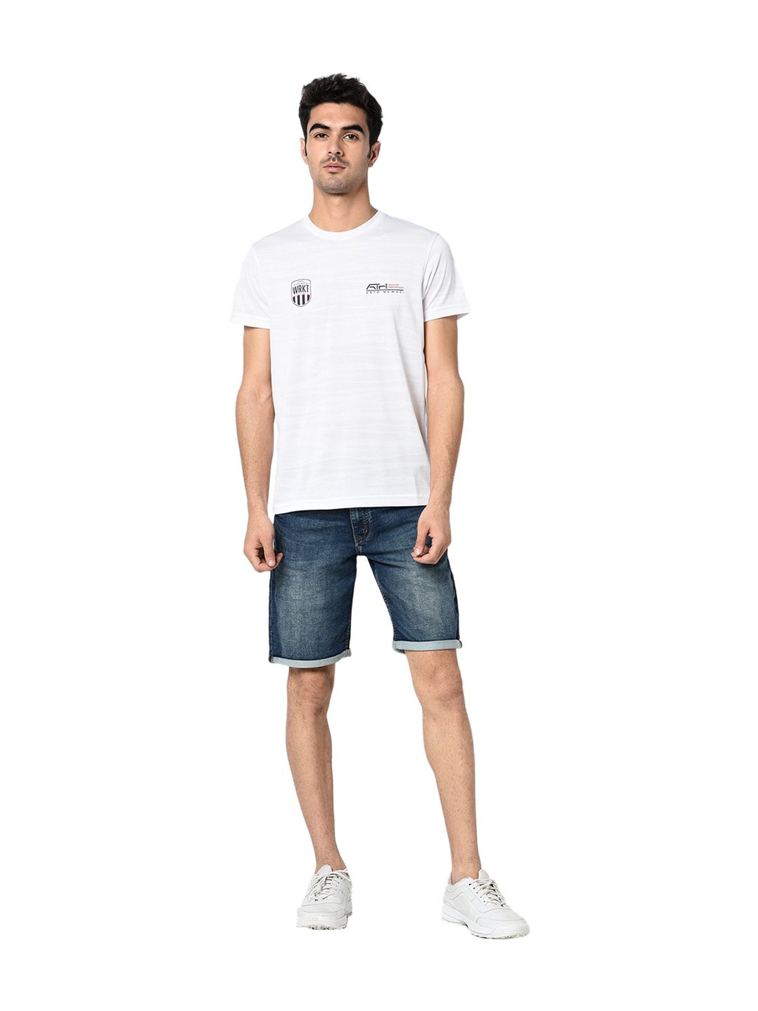 Octave Blue Regular Fit Cotton Shorts