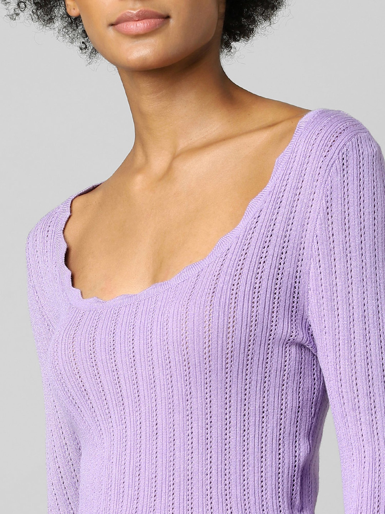 Only Purple Self Design Sweater