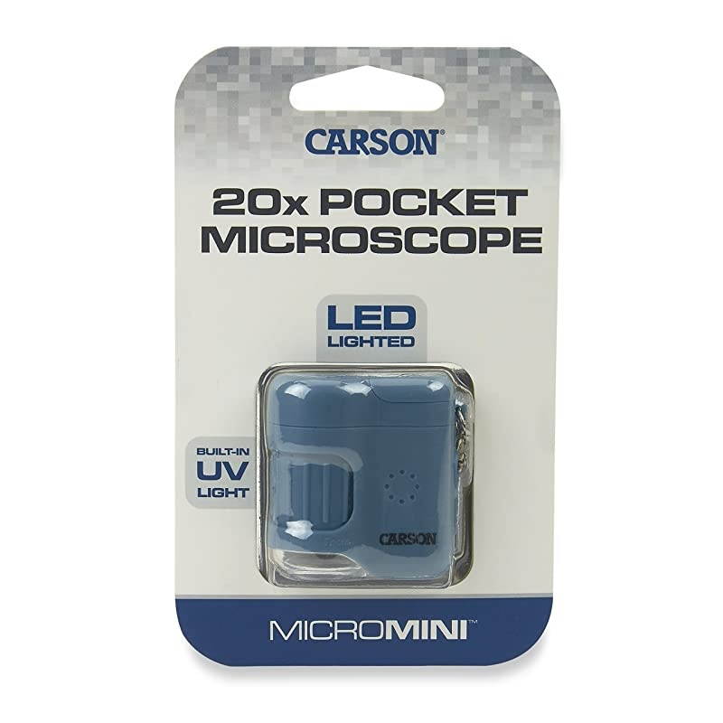 MicroMini 20x LED Lighted Pocket Microscope with BuiltIn UV and LED Flashlight Blue