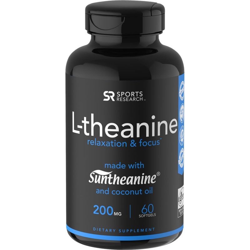Sports Research L-theanine, 200 mg, 60 Softgels, Energy Supplements