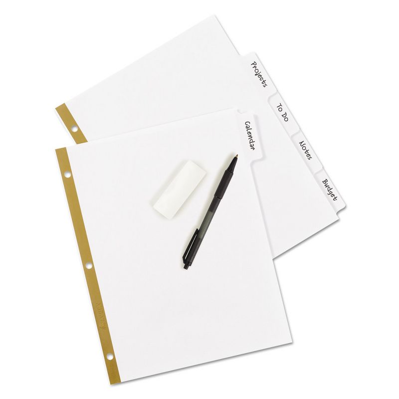 Avery Big Tab Write-On Dividers w/Erasable Laminated Tabs, White, 5/Set