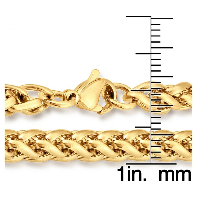 Men's Gold Plated Stainless Steel Spiga Chain Necklace (6mm) - Gold (24")