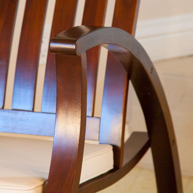 Iona Mid - Century Retro Modern Light Fabric Upholstered Button - Tufted Wingback Rocking Chair - Light Beige - Baxton Studio