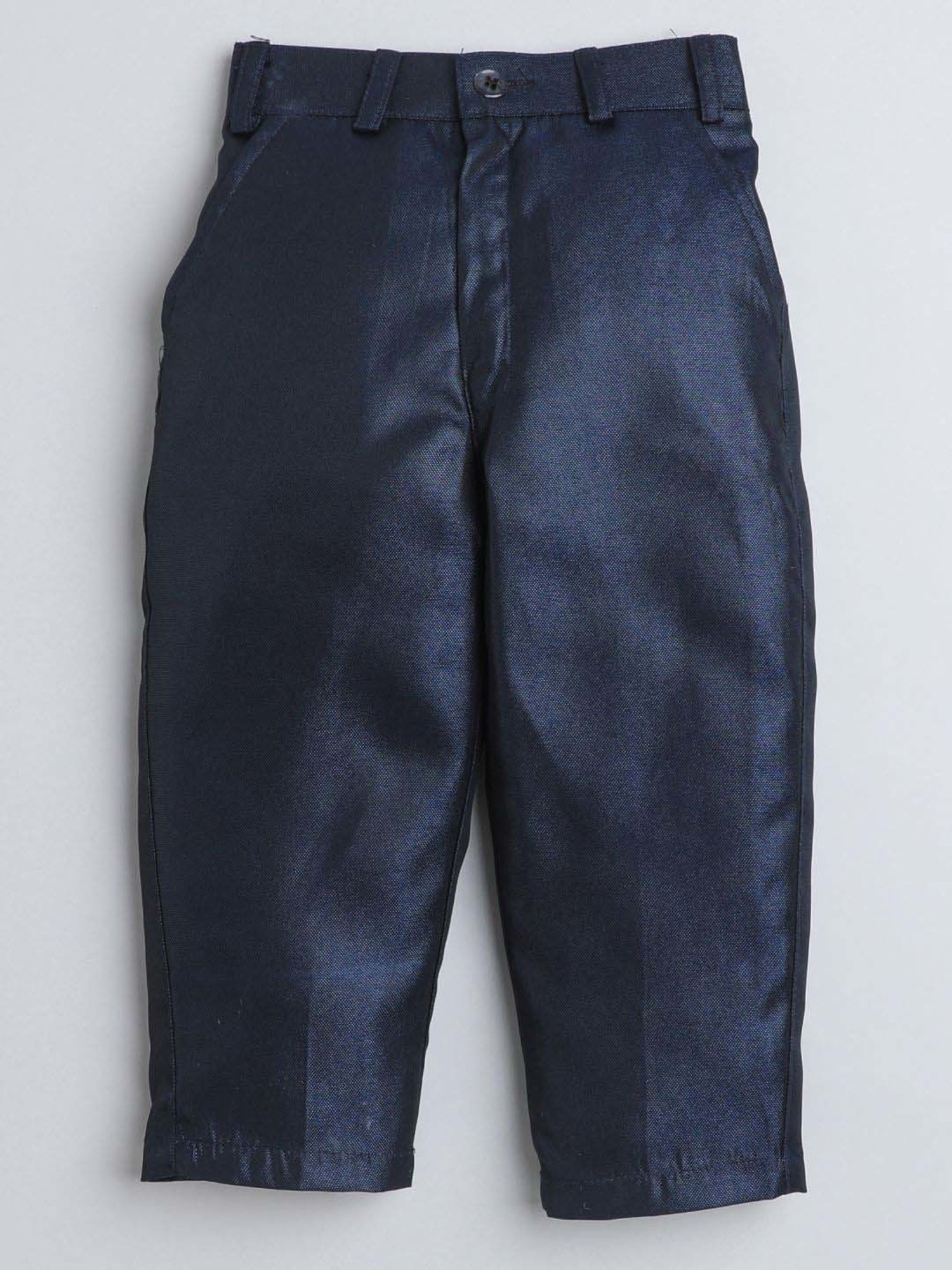 Fourfolds Boys Navyblue Solid Full Sleeves Suit Set