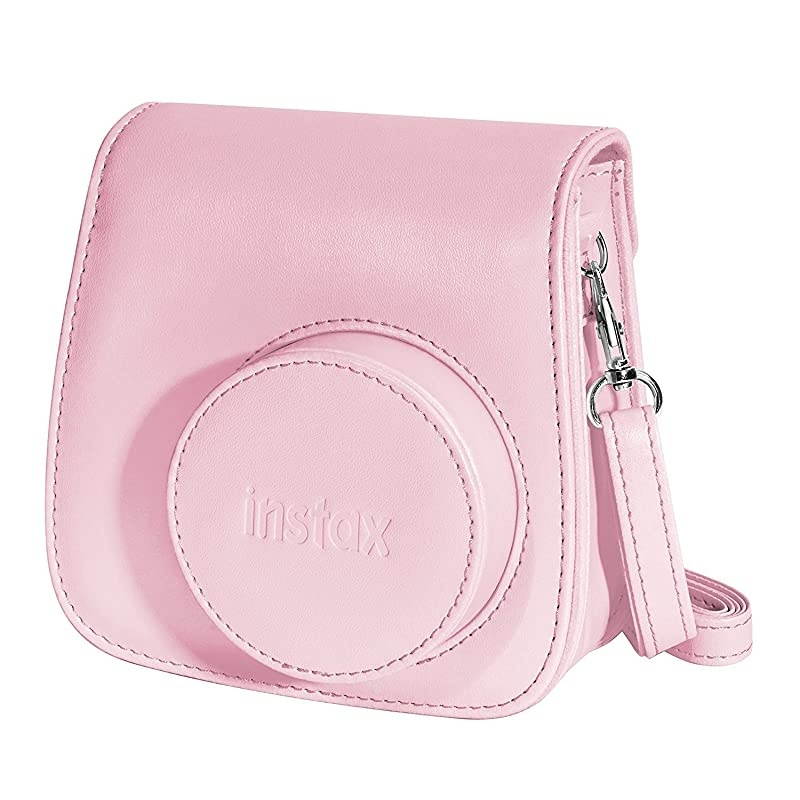 Instax Mini 9 Instant Camera - Flamingo Pink, Instant Mini Rainbow Film, and Instax Groovy Camera Case - Pink