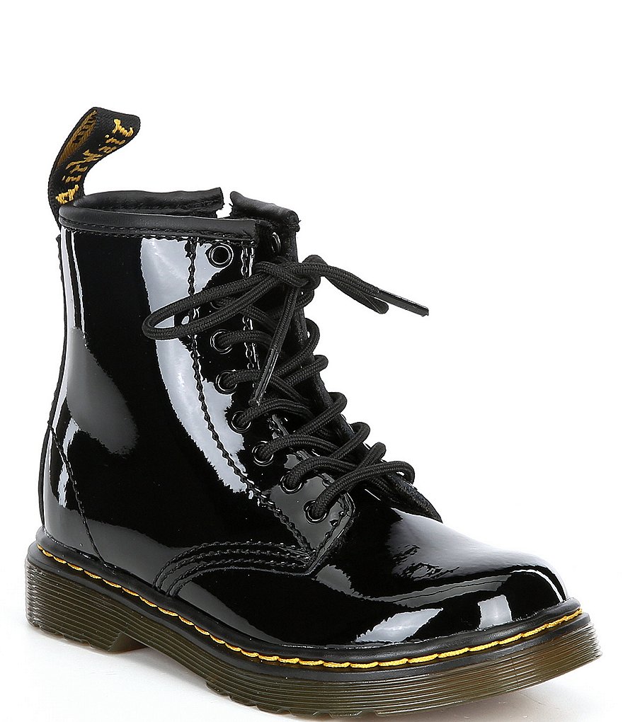 Dr. Martens Girls' 1460 Zip-Up Patent Leather Combat Boots (Toddler)