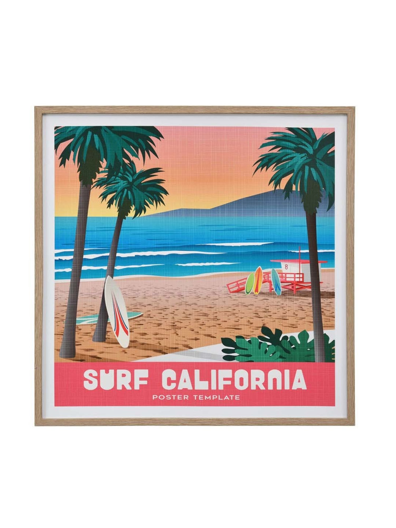 @home Multicolor Canvas Ocean Beach California Wall Painting