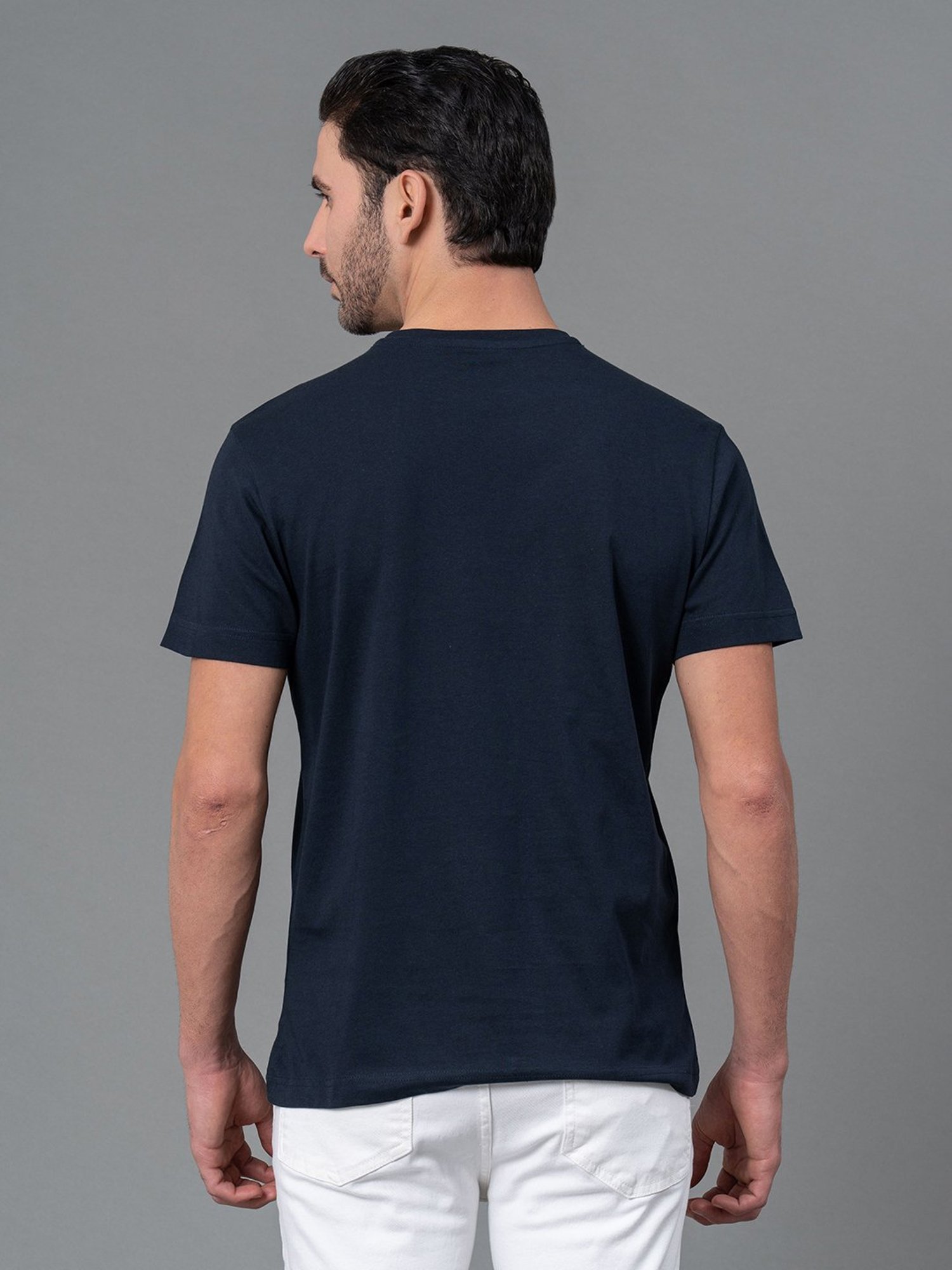 Red Tape Navy Regular Fit Graphic Print Cotton Crew T-Shirt