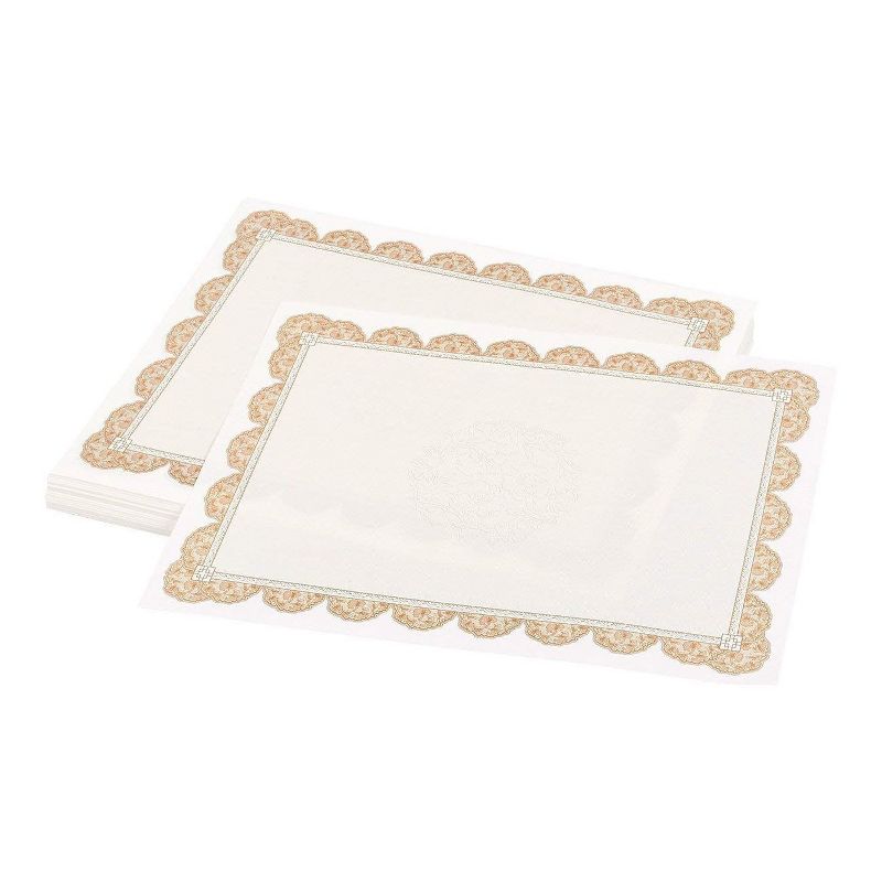 Best Paper Greetings 96-Pack White Blank Certificates Award Paper with Brown Floral Border, A4 Letter Size 8.5 x 11 in