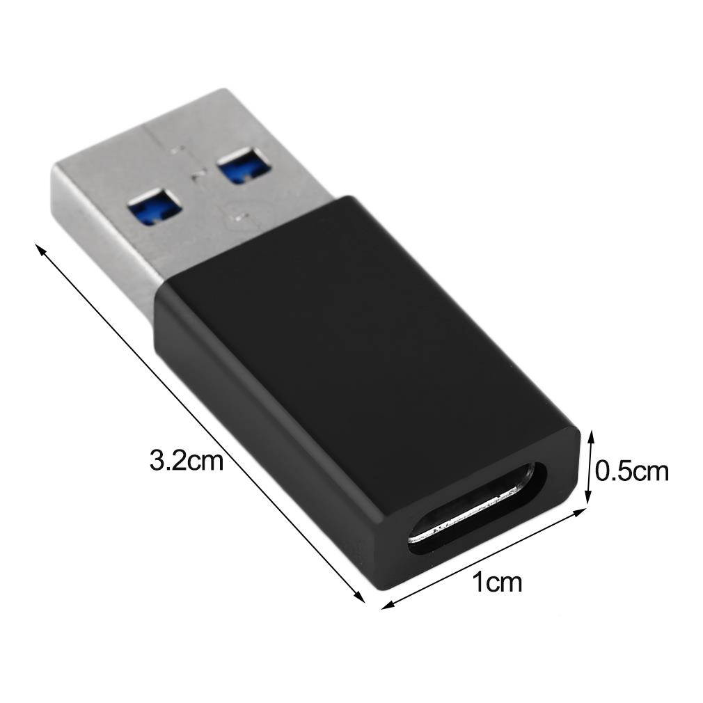 Portable USB 3.0 To USB 3.1 Type-C Adapter Converter Male To Female Converter black