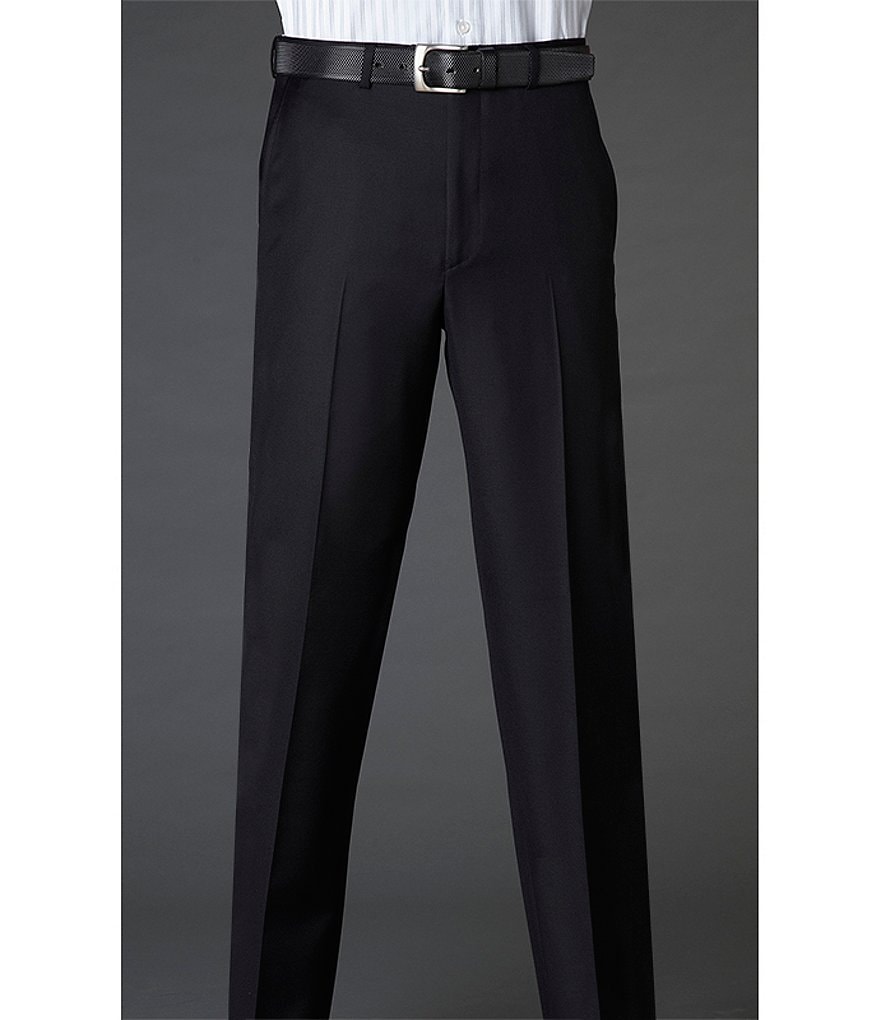 Santorelli Luxury Modern-Fit Flat Front Wool Dress Pants