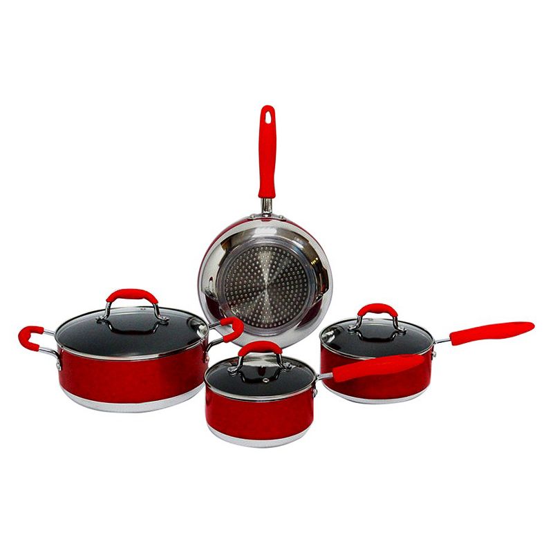 Gourmet Chef 7pc Induction Ready Nonstick Cookware Set Red