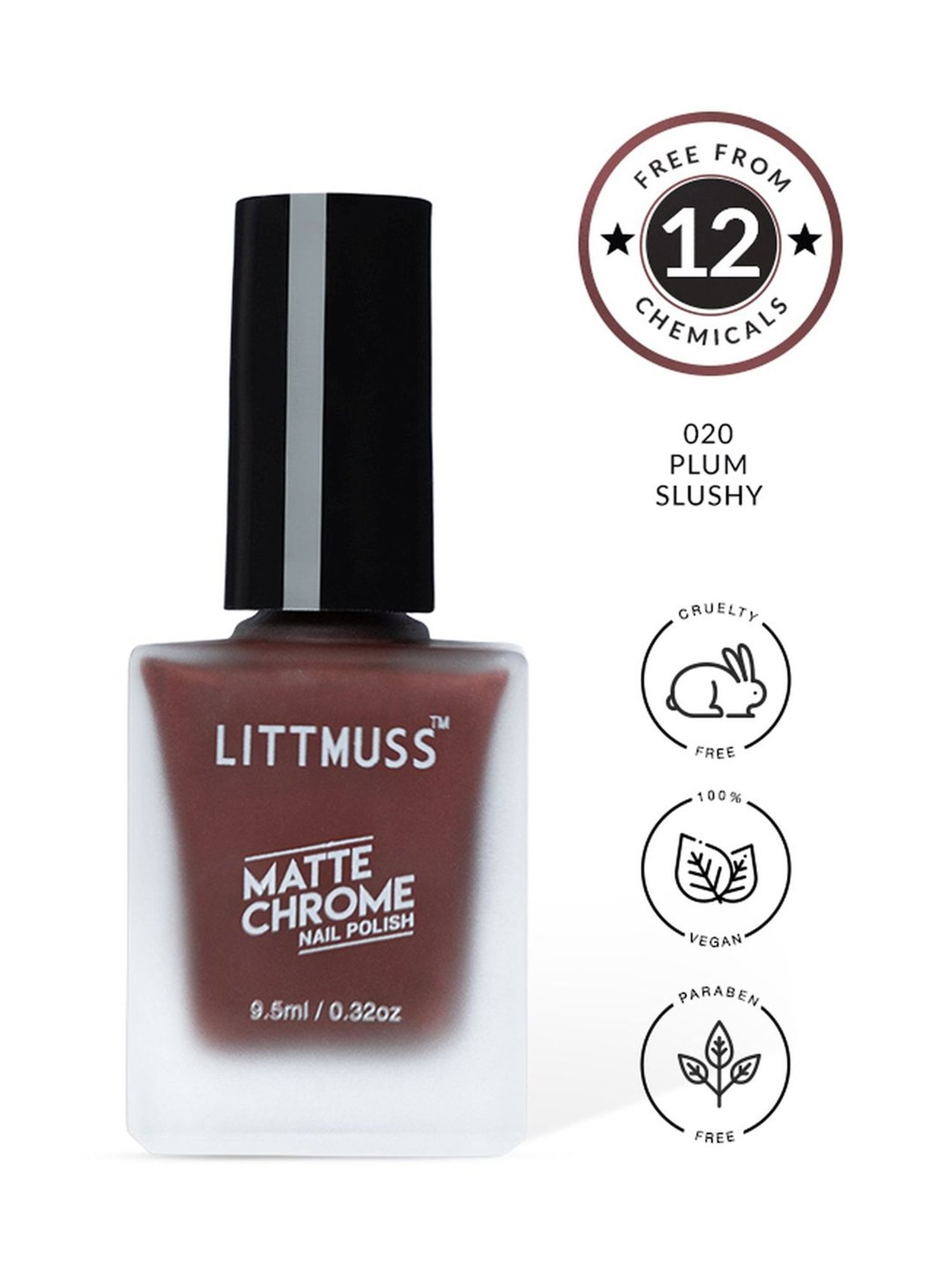 Littmuss Matte Chrome Nail Polish Plum Slushy 020 - 9.5 ml