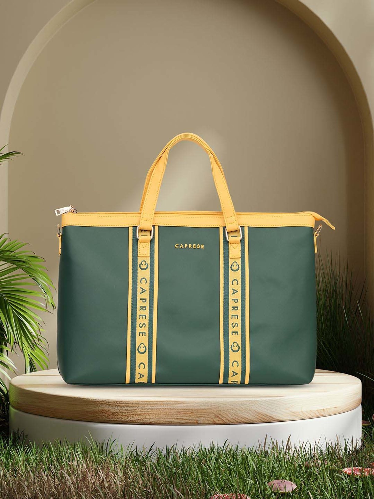 Caprese Trinity Laptop Bag Large Dark Green Women Handbag | Office Handbag | The Kiara Collection
