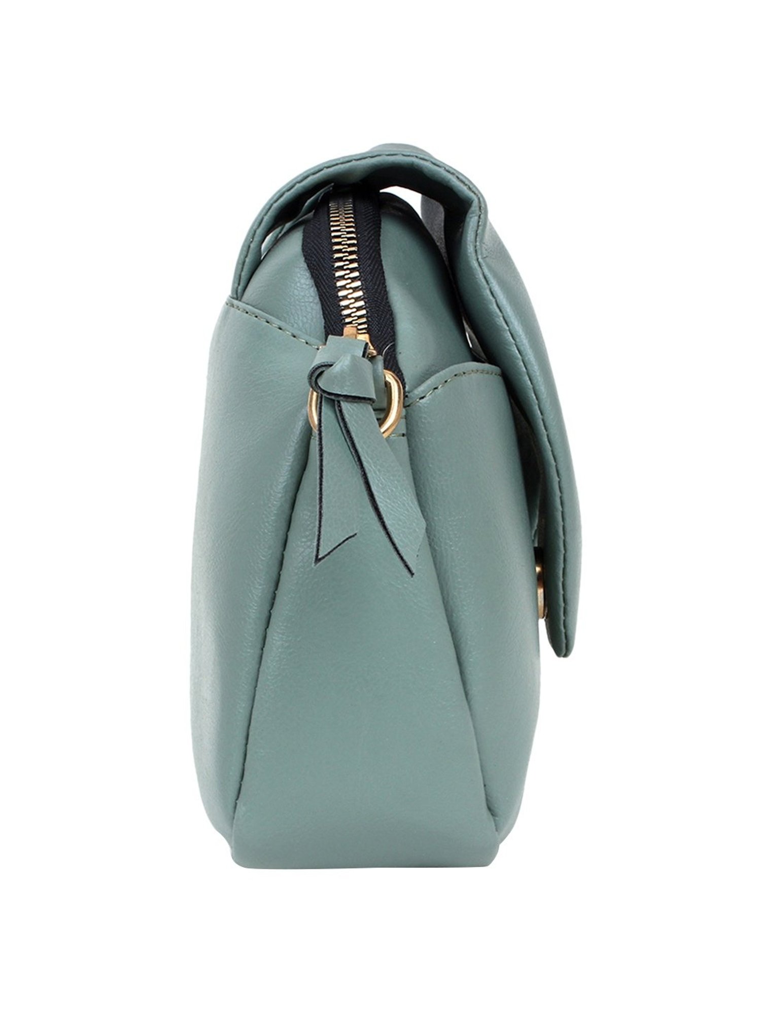 Yelloe Green Solid Medium Sling Handbag