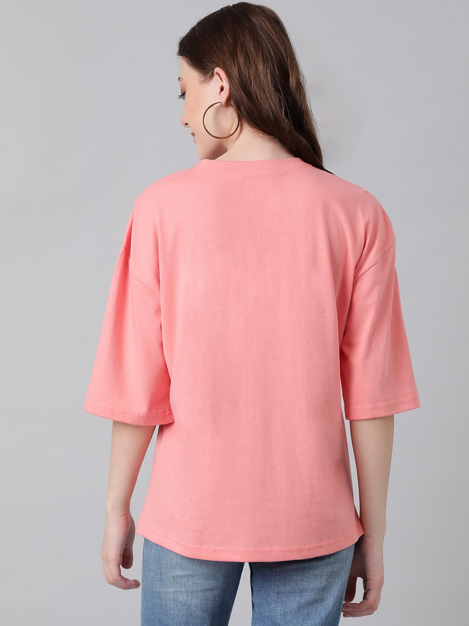 Kotty Pink Relaxed Fit Oversized T-Shirt