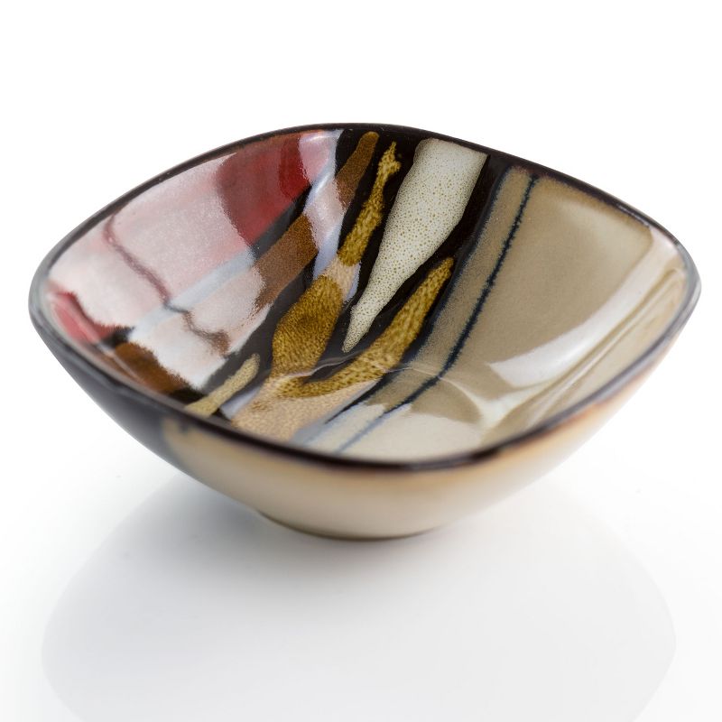 Gibson Elite Matrice 8 Piece 4.5 Inch Stoneware Fruit Bowl Set in Red