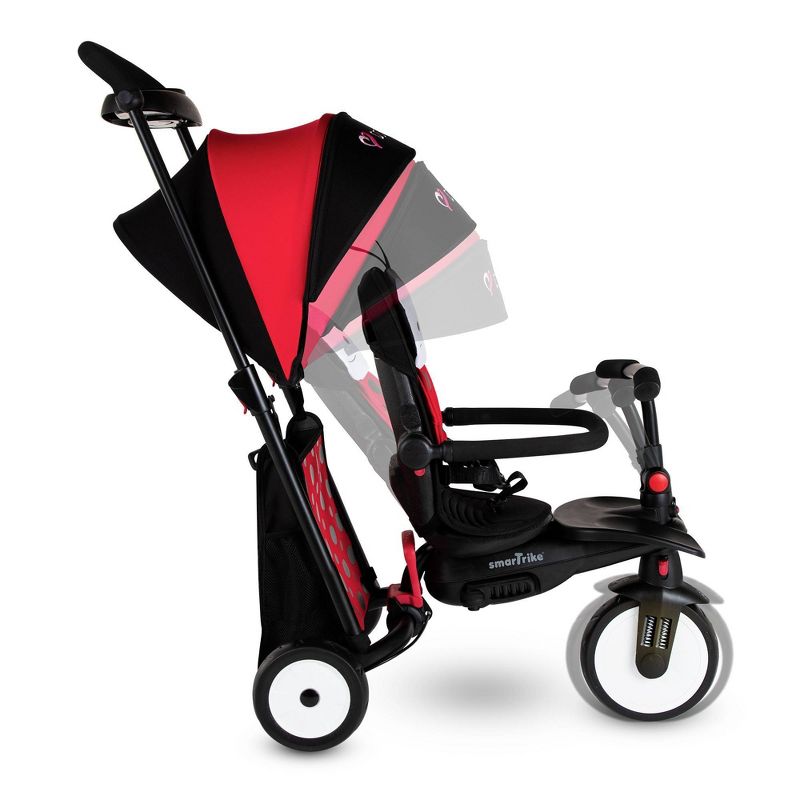 smarTrike STR5 Folding Toddler Tricycle with Customized Embroidery 7-in-1 Multi-Stage Trike - Red - 1-3 Years