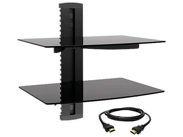 Megamounts DVD302-HDMI-BNDL Tempered Glass Double Shelf Wall Mount with HDMI