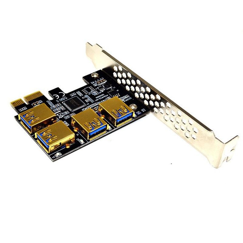 Plugadget Riser USB 3.0 PCI-E Express 1x to 16x Riser Card Adapter PCIE 1 to 4 Slot PCIe Port Multiplier Card for BTC Bitcoin Miner Mining
