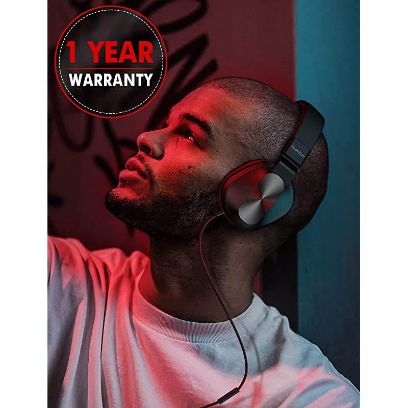 OnEar Headphones with Microphone Lightweight Folding Stereo Bass Headphones with 15M Tangle Free Cord Portable Wired Headphones for Smartphone Tablet Laptop Computer MP34