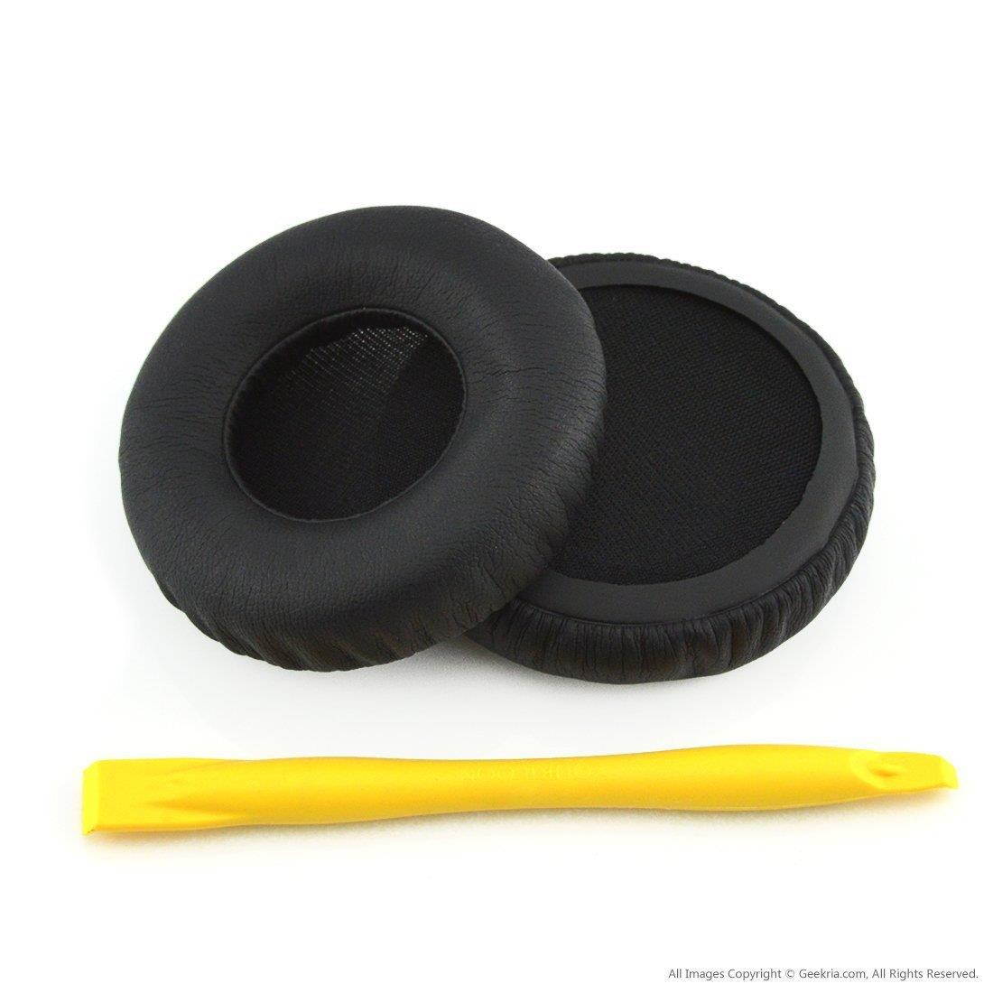 Geekria QuickFit Protein Leather Ear Pads for Monster DNA On-Ear Headphones, Replacement Ear Cushion / Ear Cups / Ear Cover, Headset Earpads Repair Parts (Black)