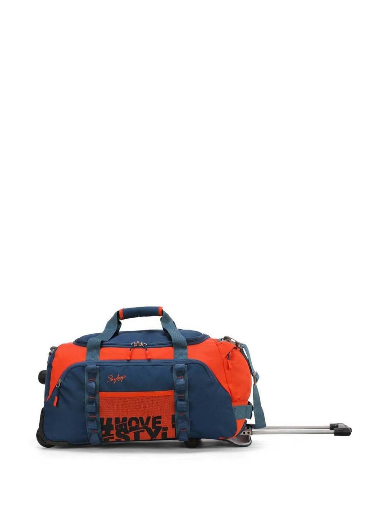 Skybags Hustle Orange & Blue Small Duffle Trolley Bag