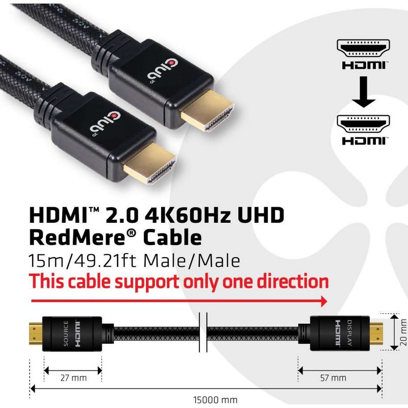 Club 3D CAC-2313 HDMI Audio/Video Cable With Ethernet - 32.81 ft HDMI A/V Cable for Monitor, TV, Audio/Video Device, Gaming Computer, Notebook