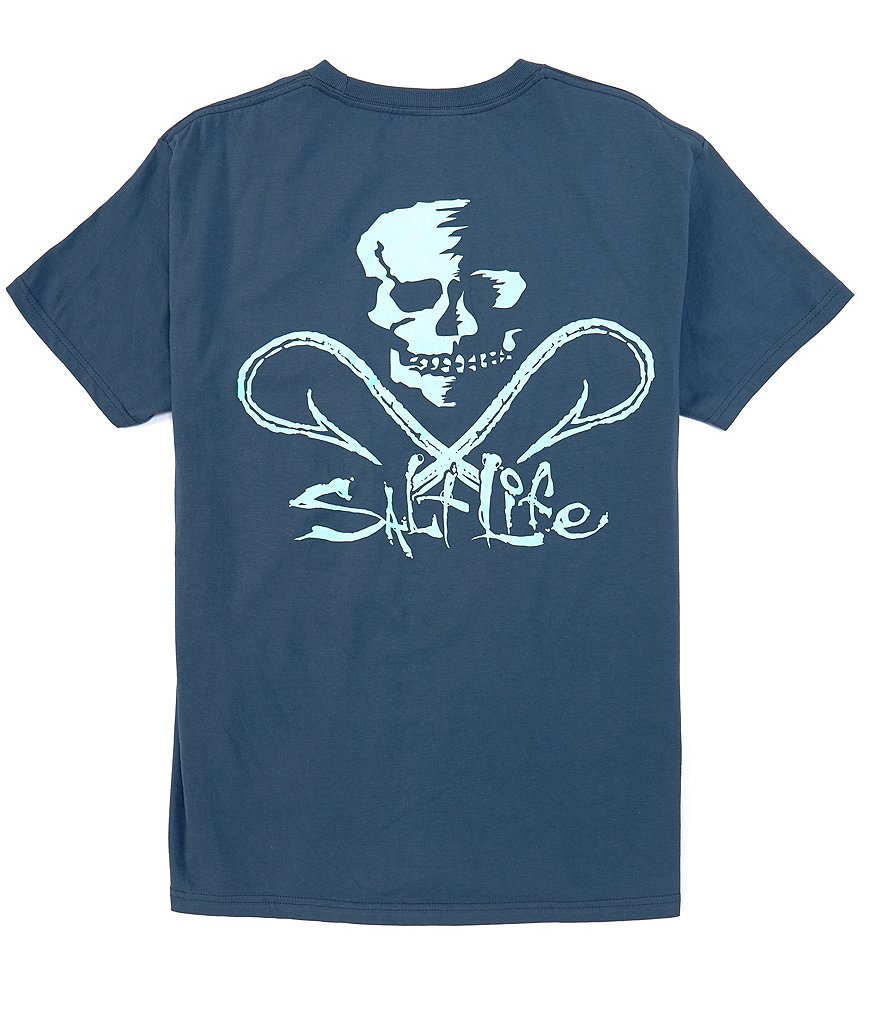 Salt Life Skull And Hooks Screen Print Short-Sleeve Pocket Tee