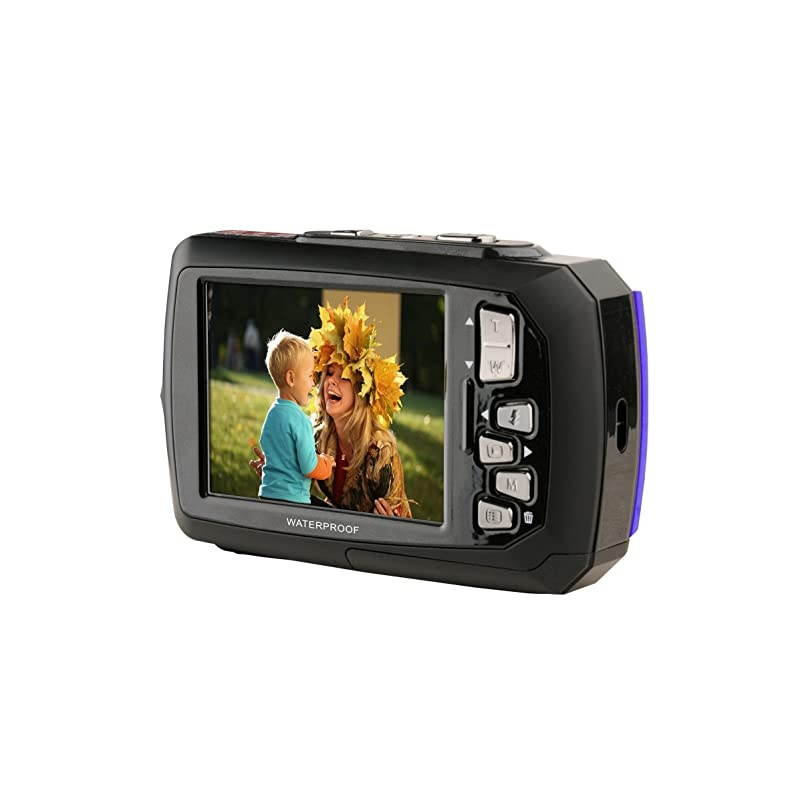 Duo2 2V9WP-P 20 MP Waterproof Digital Camera with Dual LCD Screen (Purple)
