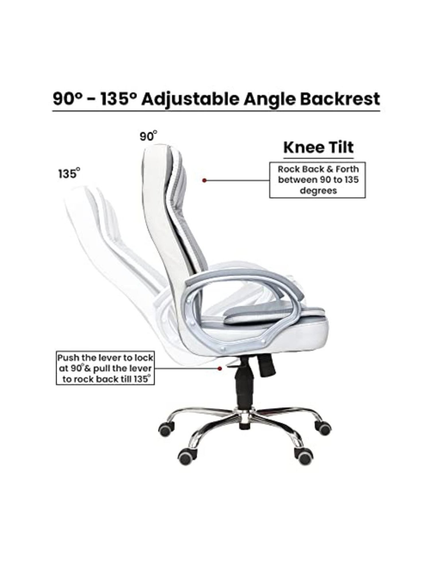 Green Soul Vienna White & Grey PU Leather High Back Chair