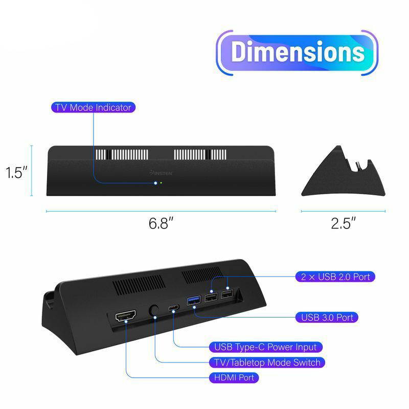 Charging Dock Cradle Stand w/3 USB Port For Nintendo Switch Console TV Video