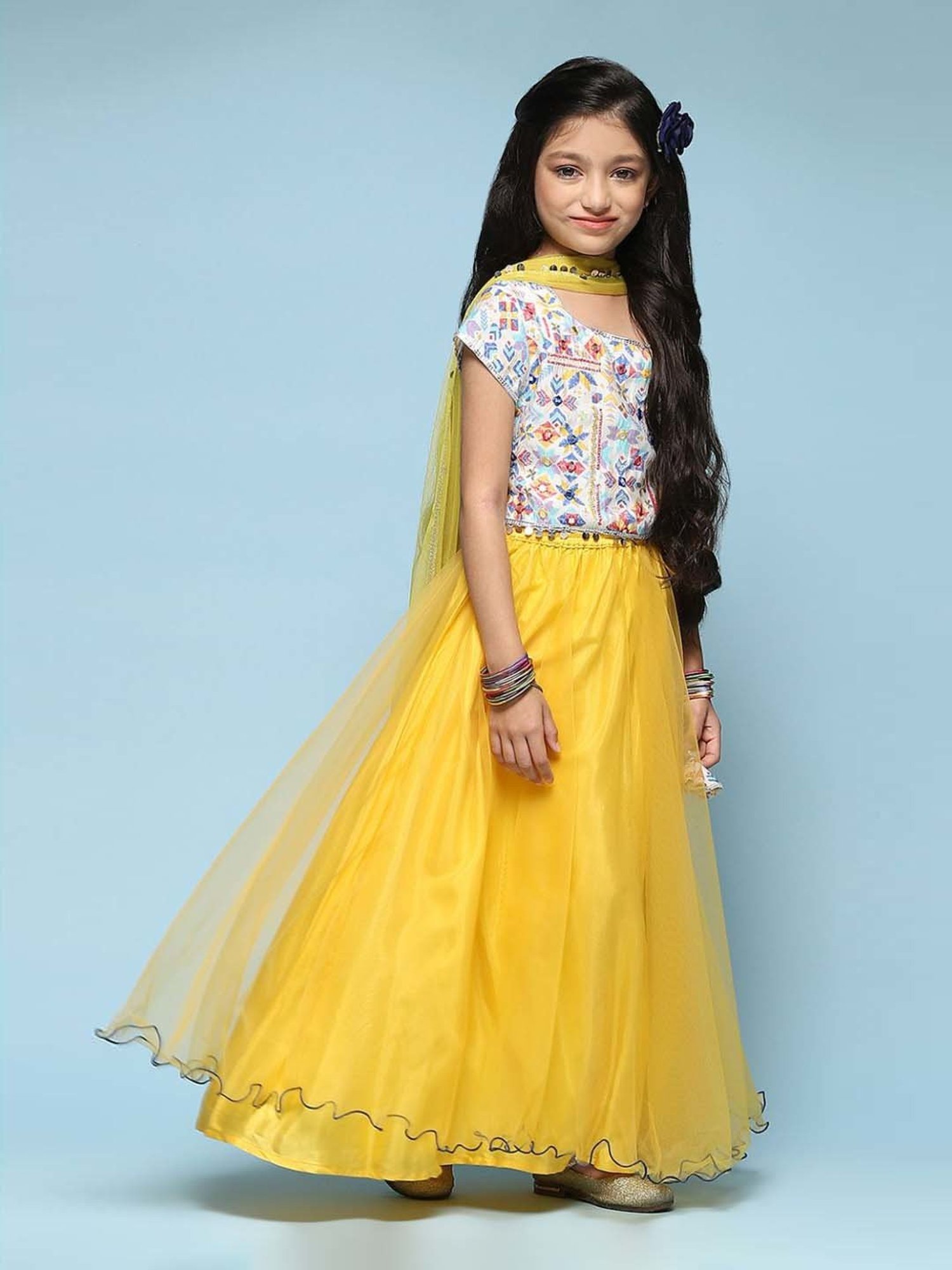 A Little Fable Kids Red & Beige Embellished Lehenga Choli