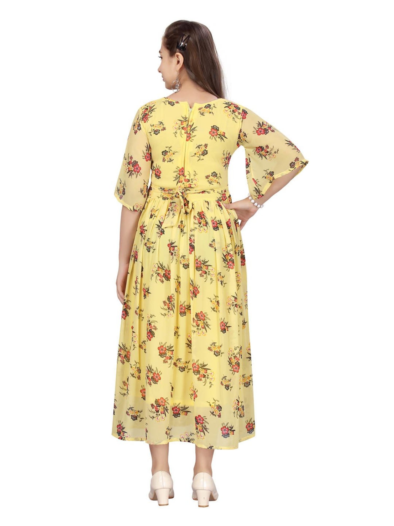 Peppermint Kids Black & White Printed Full Sleeves Dress