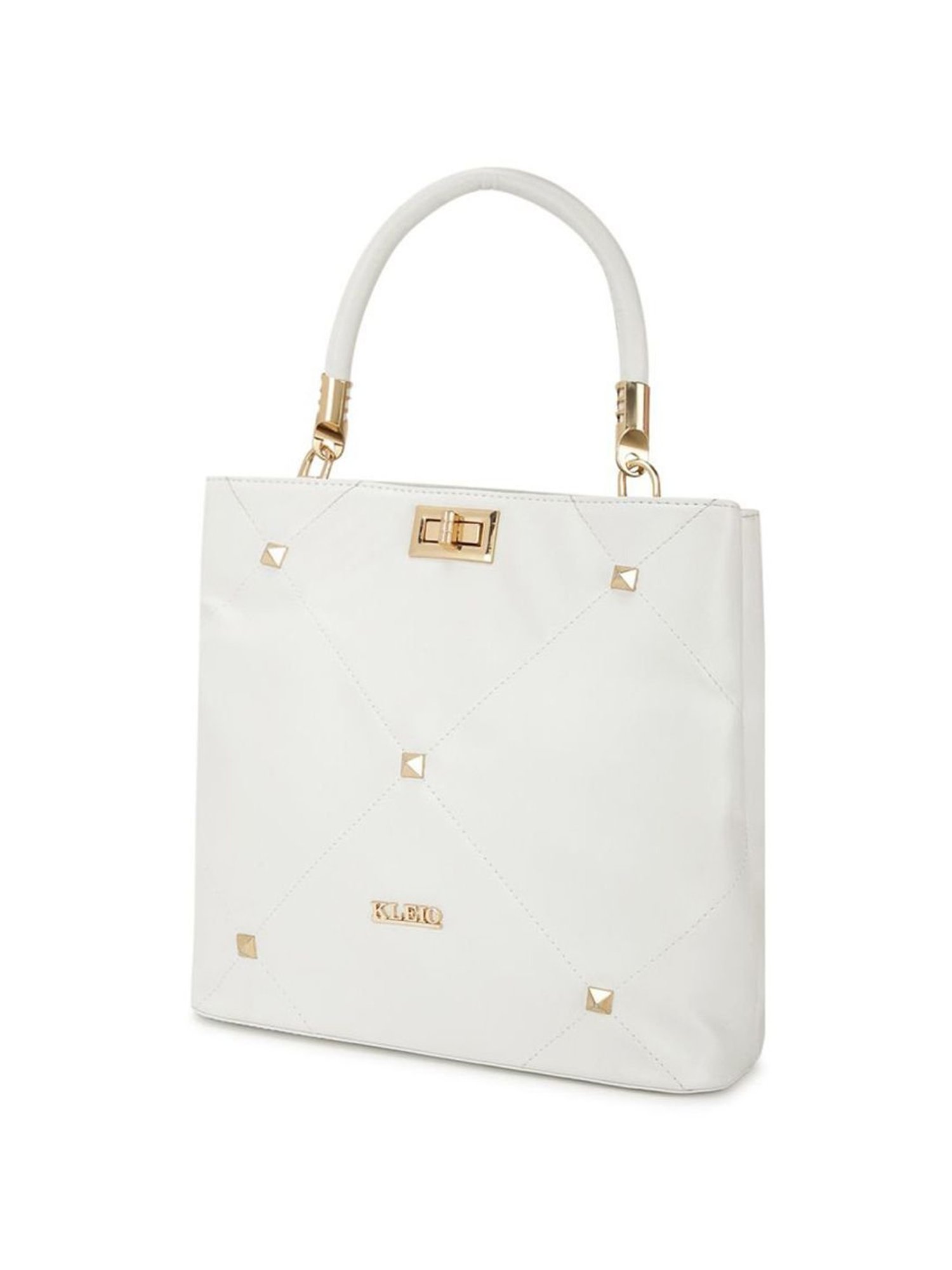 KLEIO White Textured Medium Handbag