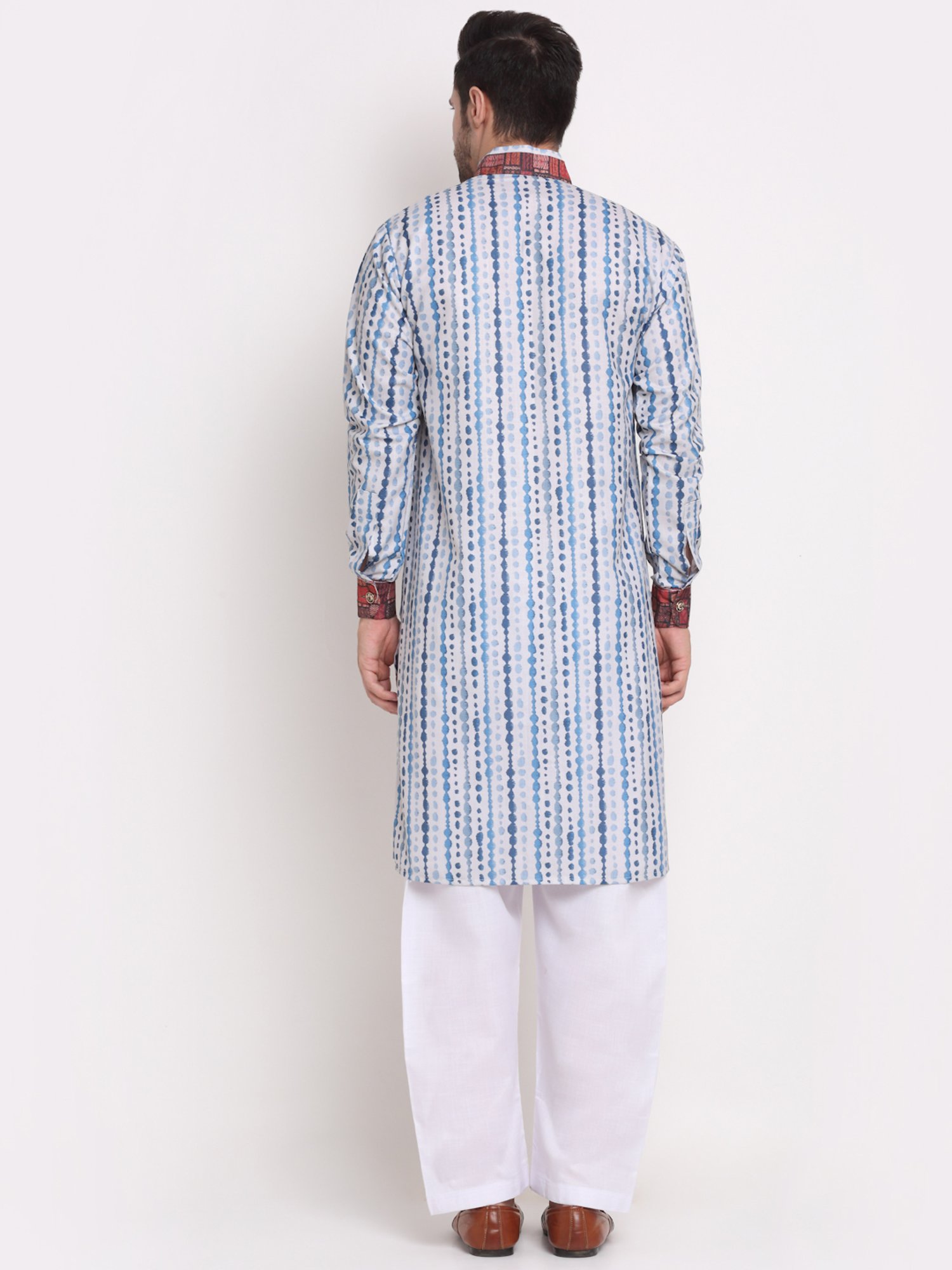 Hangup Plus Beige & Black Regular Fit Printed Sherwani Set