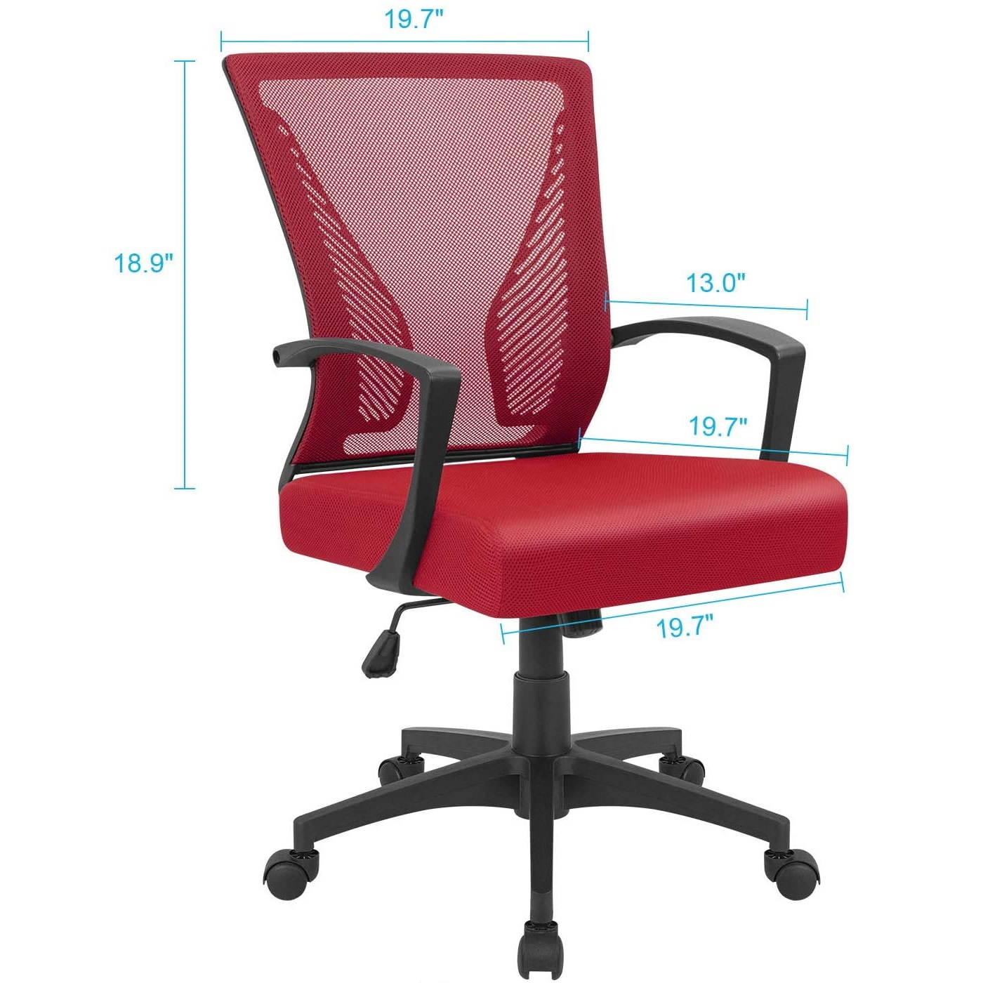 Furmax Office Chair Mid Back Swivel Lumbar Support Computer Ergonomic Mesh Chair with Armrest (Black)