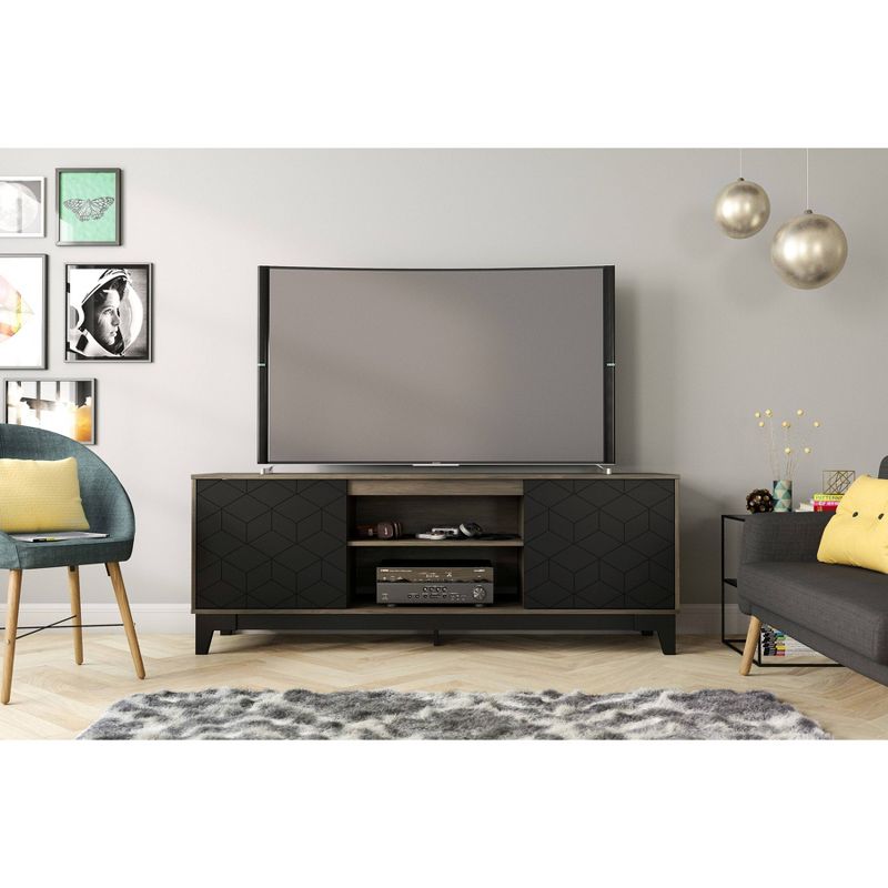 Hexagon TV Stand for TVs up to 72" Gray/Black - Nexera