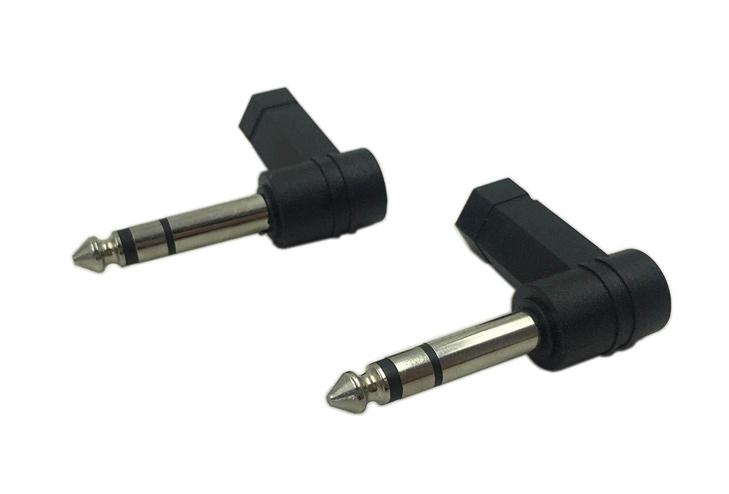 CERRXIAN 90 Degree 6.35mm 3 Pole Male to 3.5mm Female Stereo Headphone Audio Adapter Converter Connector(2-Pack)