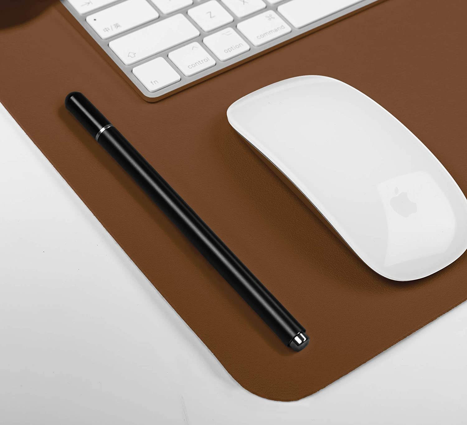 Leather Desk Pad Protector,Mouse Pad,Office Desk Mat,Non-Slip PU Leather Desk Blotter,Laptop Desk Pad,Waterproof Desk Writing Pad for Office and Home (Brown,23.6" x 13.7")