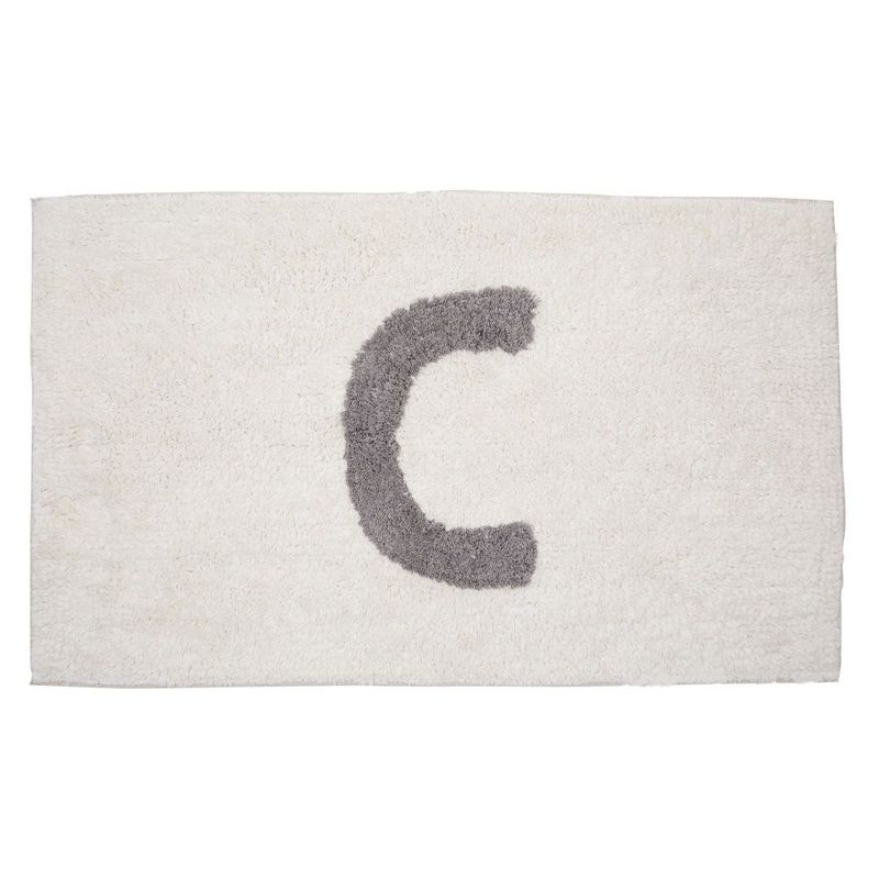 Juvale Personalized Bathroom Rugs with Letter C Initial, Cotton Bath Mat (White, 32 x 20 in)