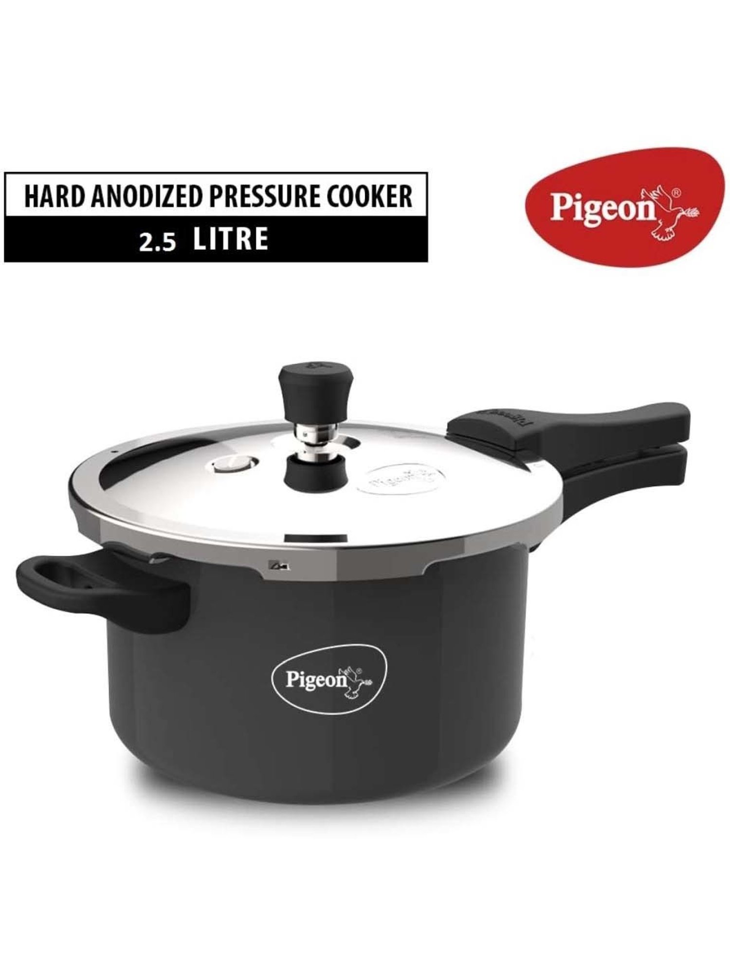 Pigeon Black Aluminium Induction Hard Anodised Pressure Cooker (2.5 L)